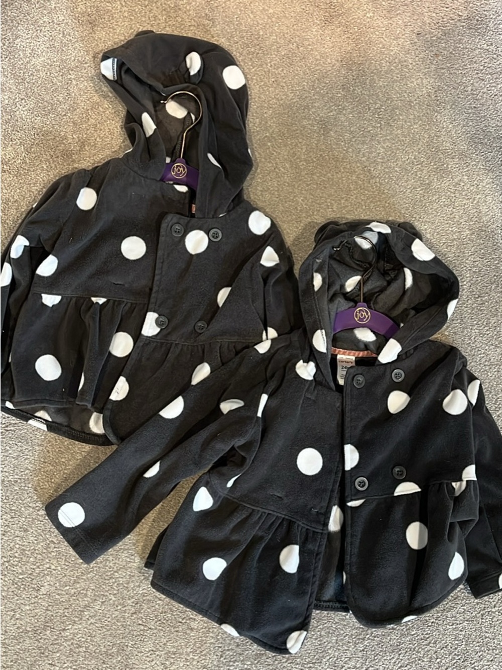 Carter's Black & White Polka Dot Hooded Peplum Jacket-selling together